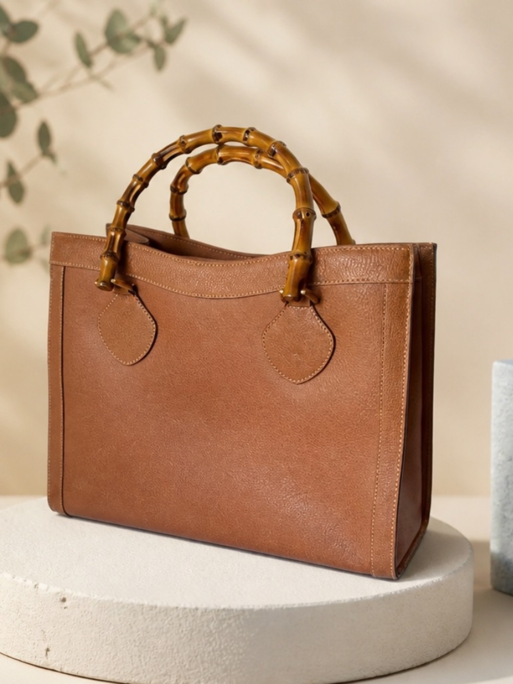 Gucci Diana Tan Leather Satchel with Bamboo Handles